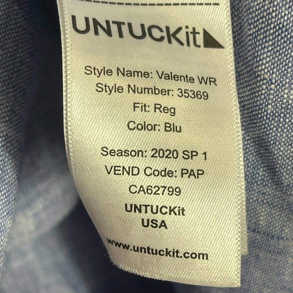 UNTUCKit Shirt Adtult Extra Large Blue 100% Linen Valente WR Button Up Mens - Picture 7 of 11
